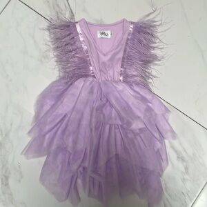 Lola + the Boys lavender feather trim dress ￼